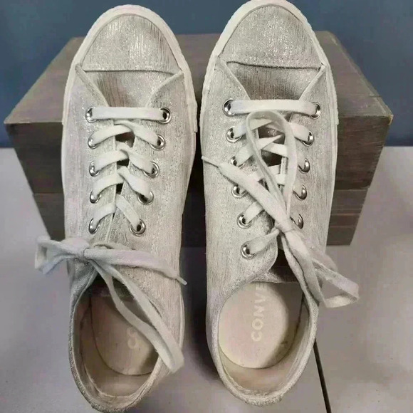 Converse Chuck‎ Taylor Low Women's Egret Metallic 561647C Shoes, Size 8 - CTAS - Picture 6 of 7